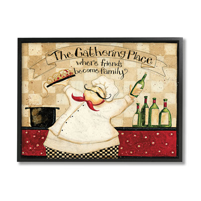 " The Gathering Place Phrase Vintage Kitchen Chef Charm " Graphic Art Print