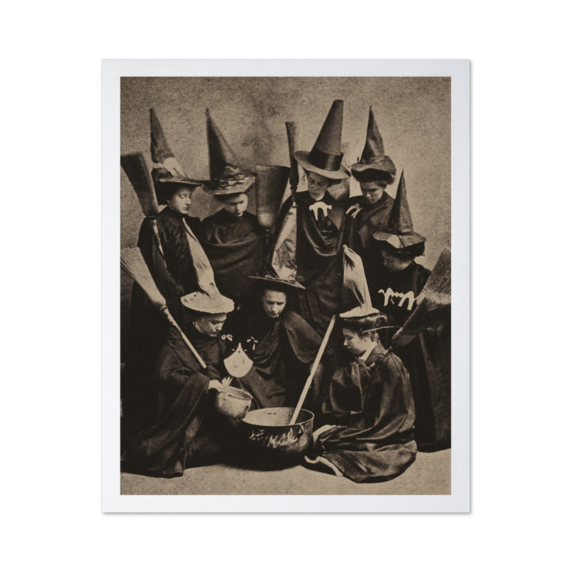 Sorcières en cuisine, Poster, 18"H x 24"W, White Framed