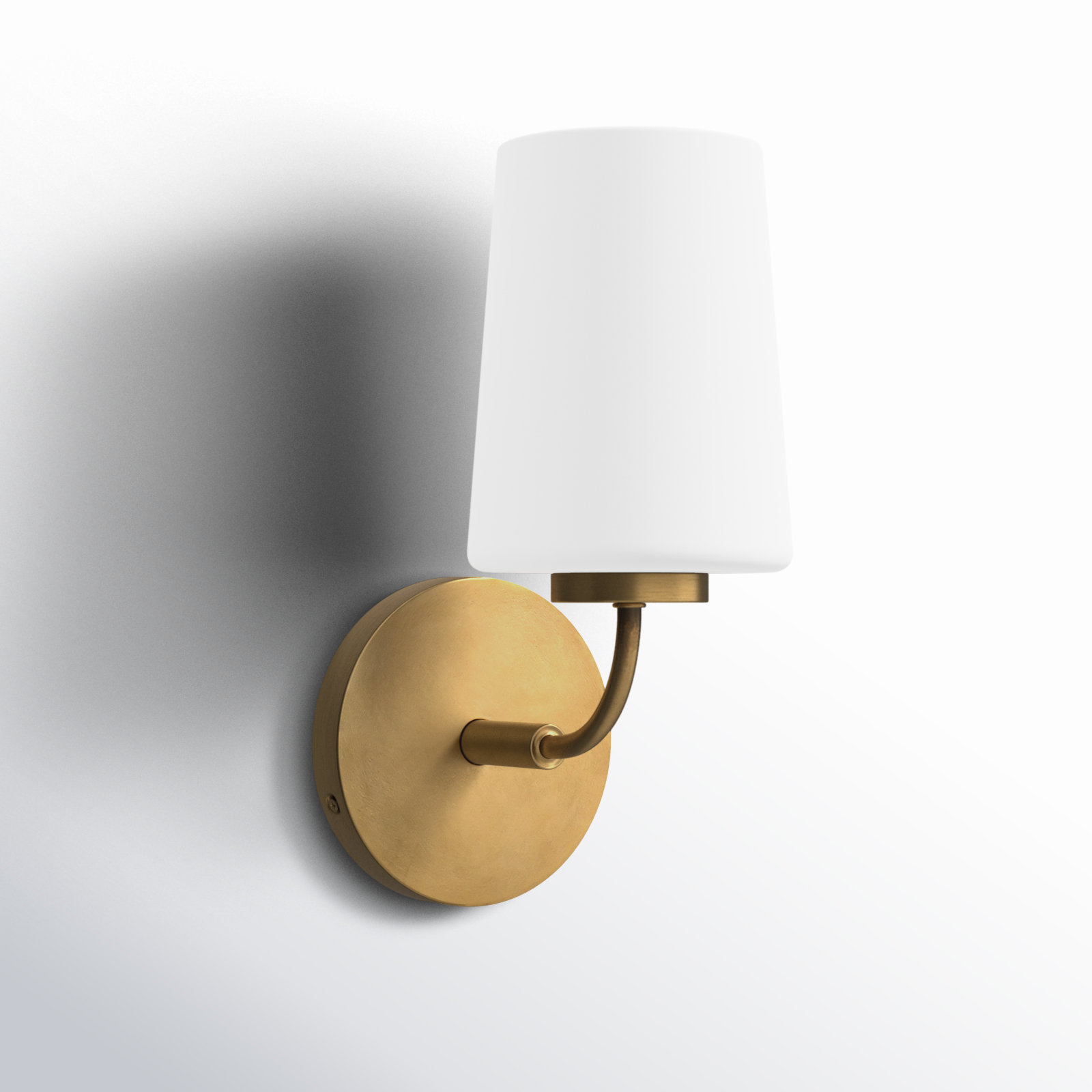 Fitz Single Frosted Dimmable Bath Sconce, Lacquered Brass