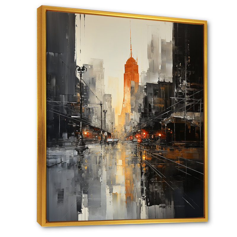 «Silver Skyline Skycraper Buildings» sur impression sur toile, Cadre flottant doré, H 40 po x l 30 po x P 1,5 po
