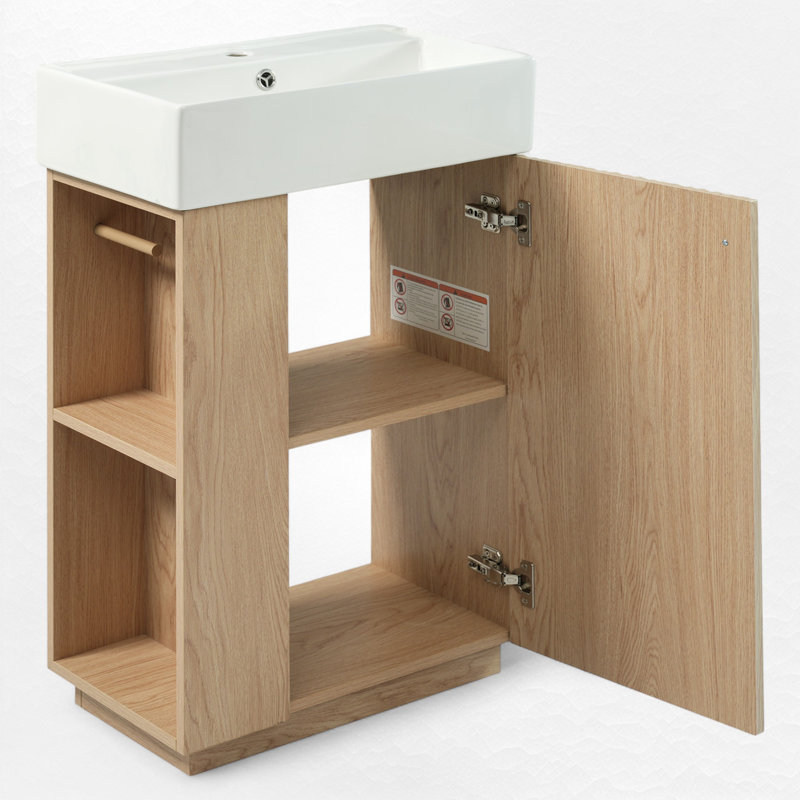 Meuble-lavabo simple 22 po avec plateau en céramique, Bois, Right Hinge