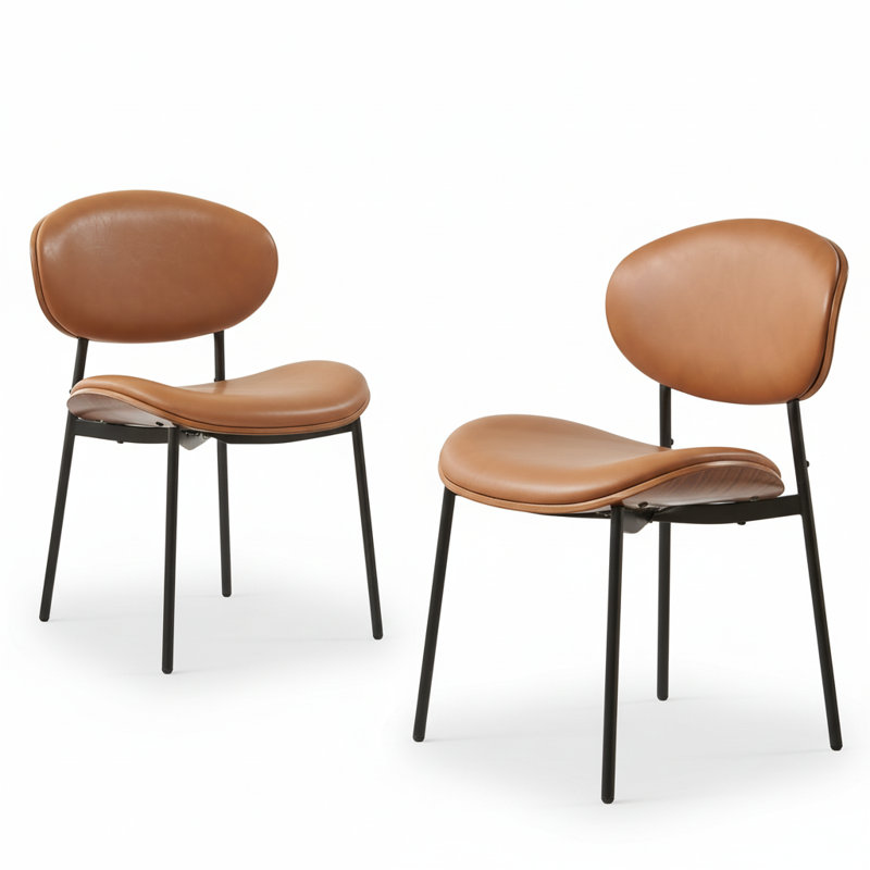 Pu Leather Upholstered Dining Chairs,side Chair For Dining Rooms,kitchens,living Rooms (set Of 2), Brown, 2
