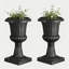 Ensemble de 2 pots à fleurs classiques en plastique sur pied avec urnes en plastique résistant à la corrosion avec drainage