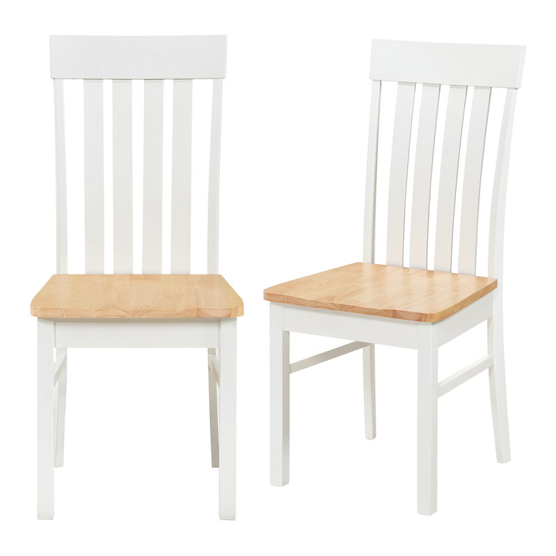 45cm H Solid Wood Side Chair, Yellow/White