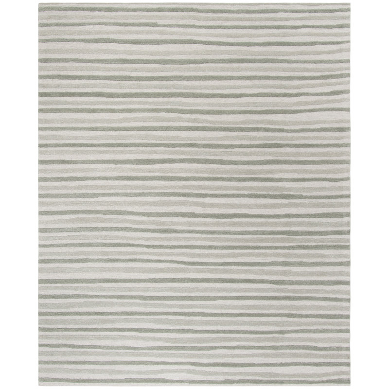 Schmier Martha Stewart Hand Tufted Wool/Viscose Striped Rug in Gray, Rectangle 8' x 10'