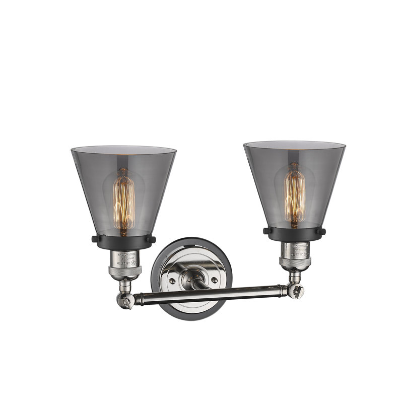 2 - Light Dimmable Vanity Light, Antique Copper/Matte Black, Plated Smoke