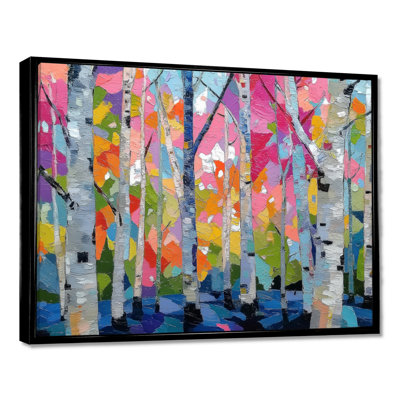 «Pink Orange Vibrant Birch Forest», impression d'art sur toile rose nature