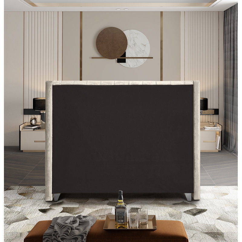 Lit plateforme tapissier Manila, Double, Velours gris