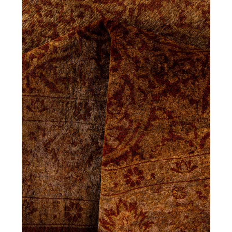 Overdyed Hand-Knotted Wool Modern-Contemporary Brown Area Rug 4' 7" x 7' 2"