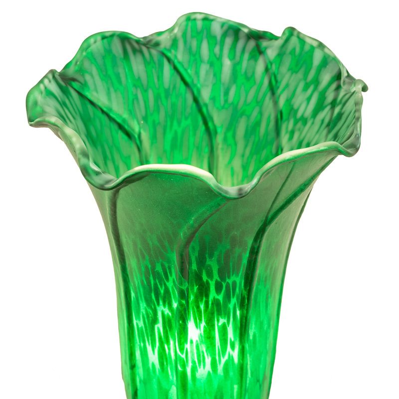 13" High Green Tiffany Pond Lily Twin Cherub Accent Lamp