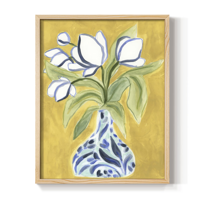 Vase de tulipes II, reproduction encadrée - bois massif, Naturel, H 30 po x l 24 po