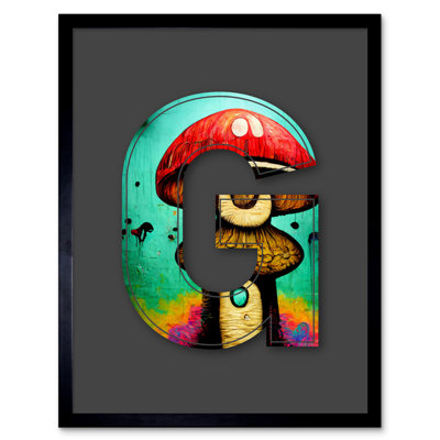 Letter G Mushrooms by Sha & Koko - Single Picture Frame Print