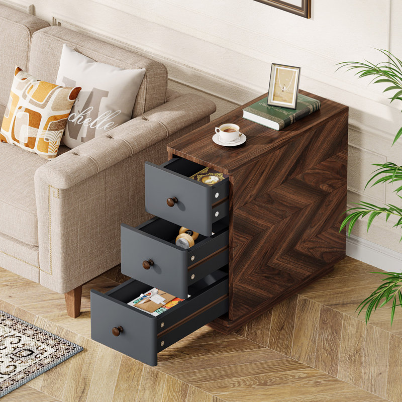 3-drawer Wood End Table