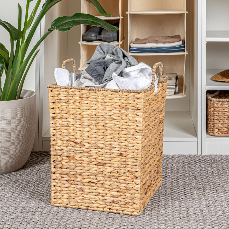 Natural Handwoven Seagrass and Water Hyacinth Basket with Handles