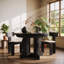 Table de salle à manger ovale extensible RARLON en MDF, dimensions : 110 cm (L) x 110 cm (P) x 151 cm (H).