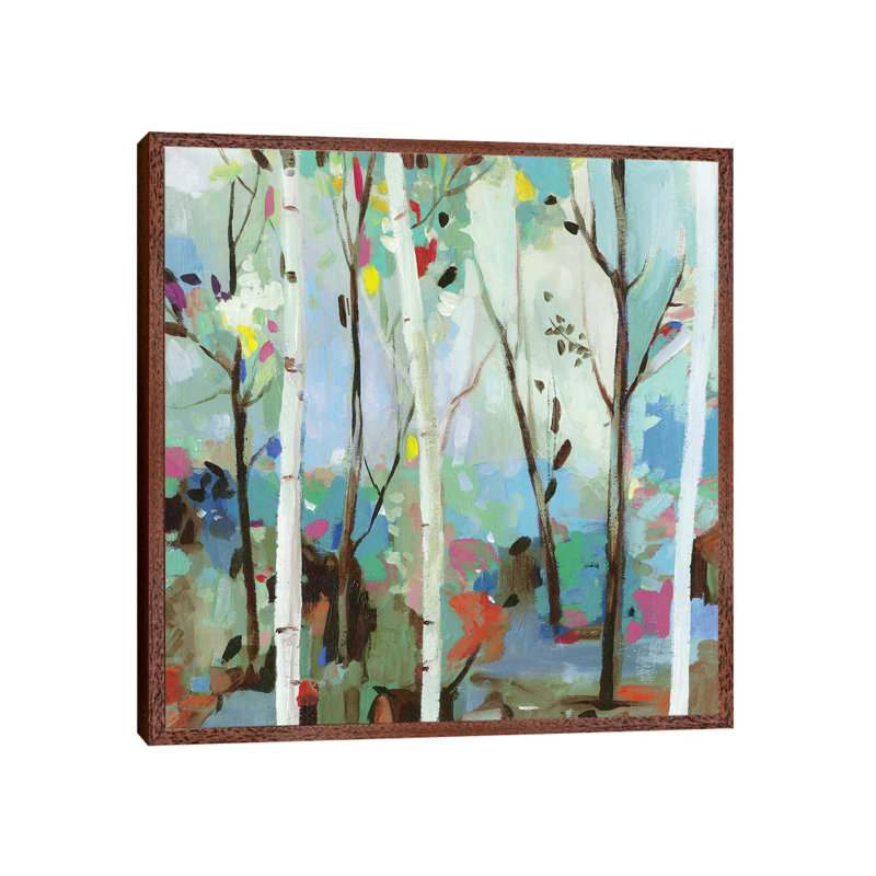 Birchwood Forest by Allison Pearce - Painting on Canvas, 45.72 cm H x 45.72 cm W, Classic Brown Wood Framed Canvas