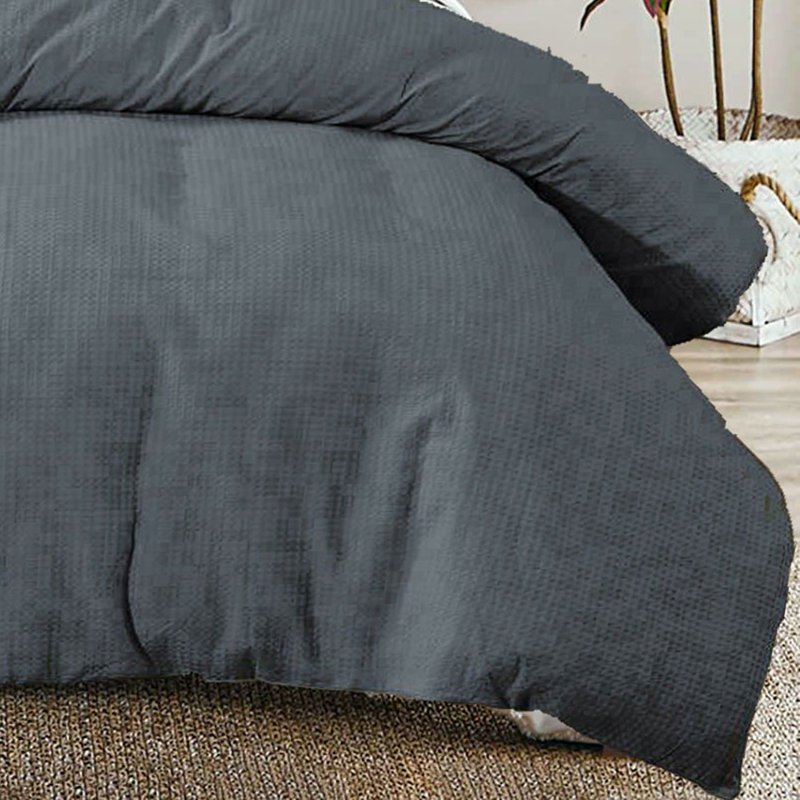 Firoozeh Grey 100% Cotton 180 TC 3 Piece Duvet Cover Set