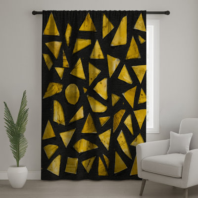 Rideaux de fenêtre à formes géométriques jaunes, voilages et voilages à motifs géométriques - 1 panneau