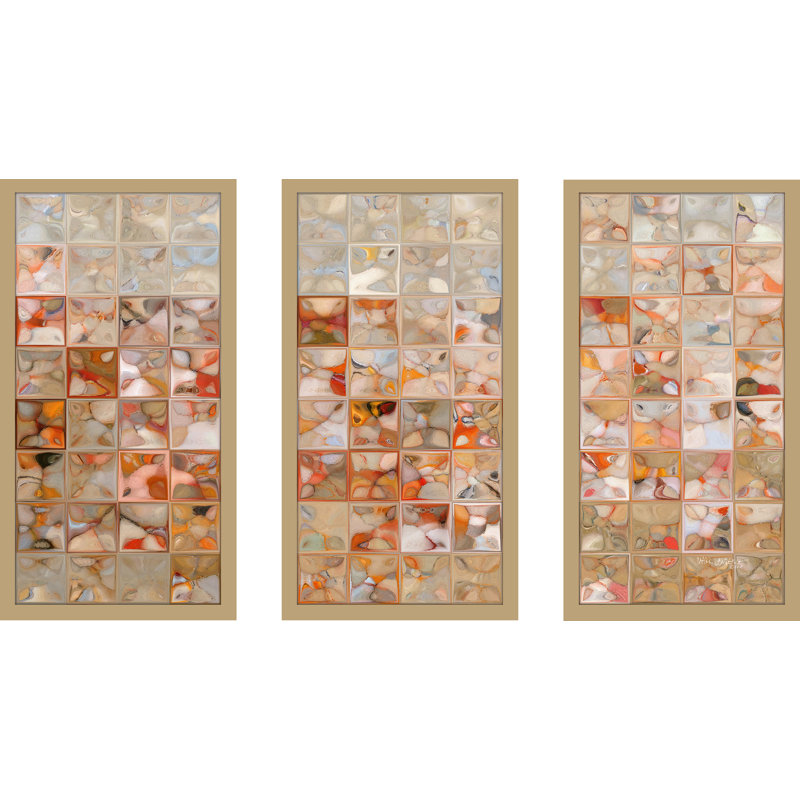 «Orange and Beige Max» par Mark Lawrence, ensemble de 3 impressions encadrées, H 25,5 po x l 40,5 po x P 1 po