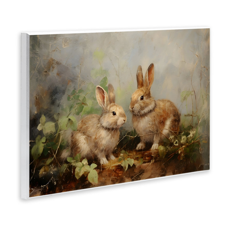 Art mural, "Wild Rabbits in Nature" par Petal Prints Design, H 10 po x l 15 po