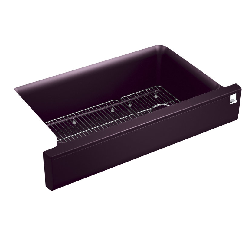 Cairn Undermount Single-Bowl Farmhouse Kitchen Sink, Matte Black Plum