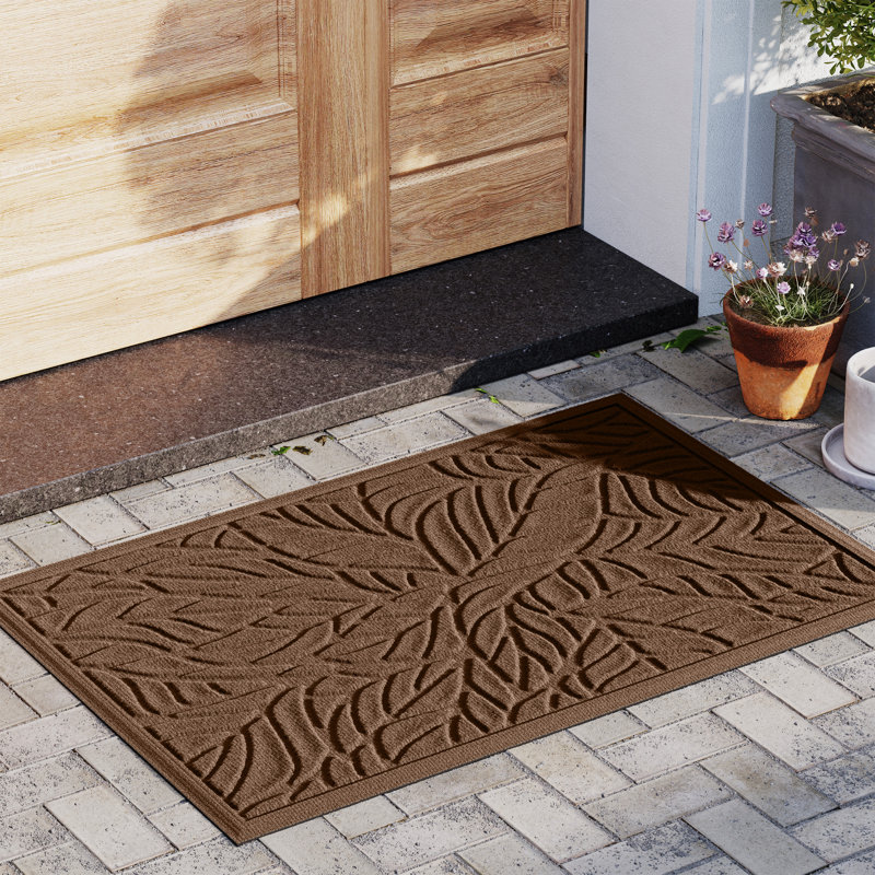 WaterHog® Tropical Leaves 23 in. x 35 in. Indoor Outdoor Door Mat, Dark Brown