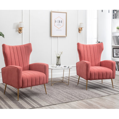 Fauteuil à oreilles en velours de 27 po de largeur Milana