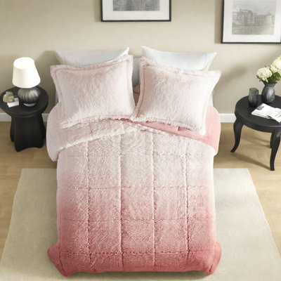 Ensemble de literie en fourrure poilue ombrée Cozy, polyester hypoallergénique, confort moderne