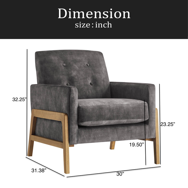 Fauteuil d'appoint capitonné, Gris foncé
