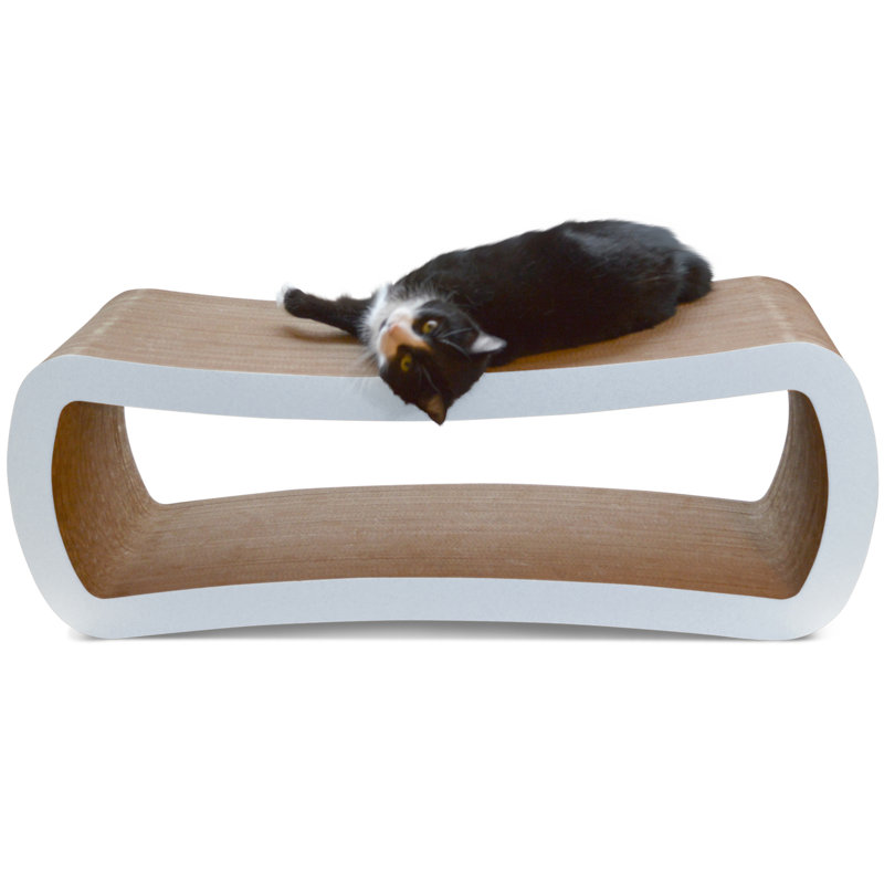 White Two-Level Cardboard Cat Scratcher Lounge