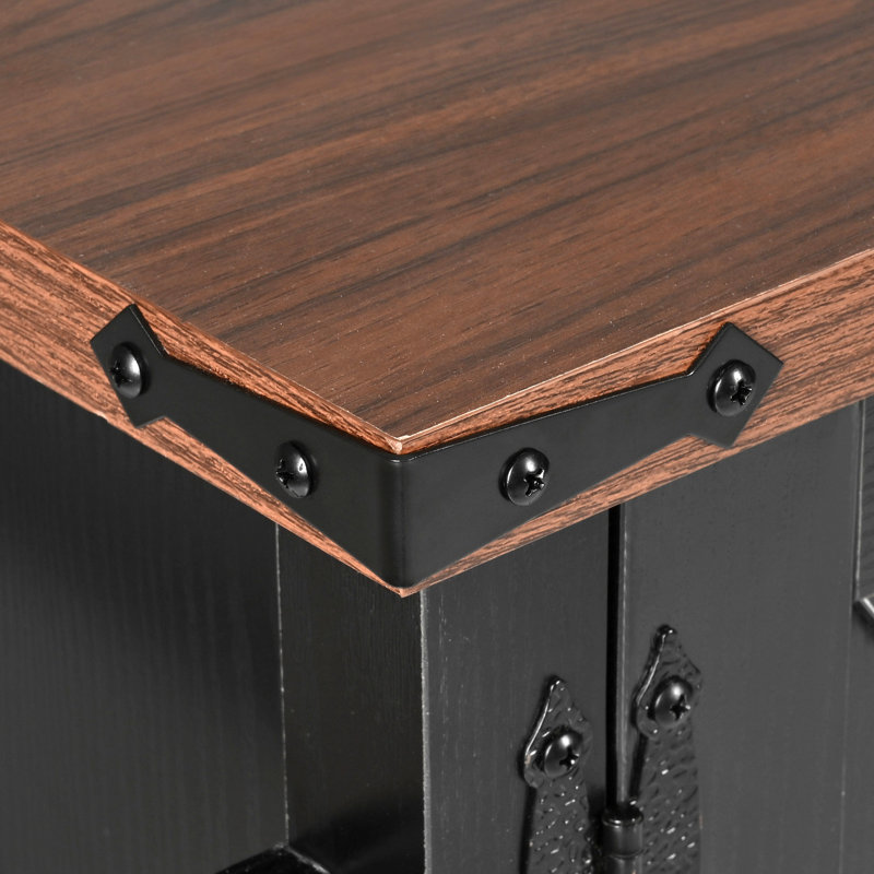 54" Farmhouse Kitchen Island With Drop Leaf, Black