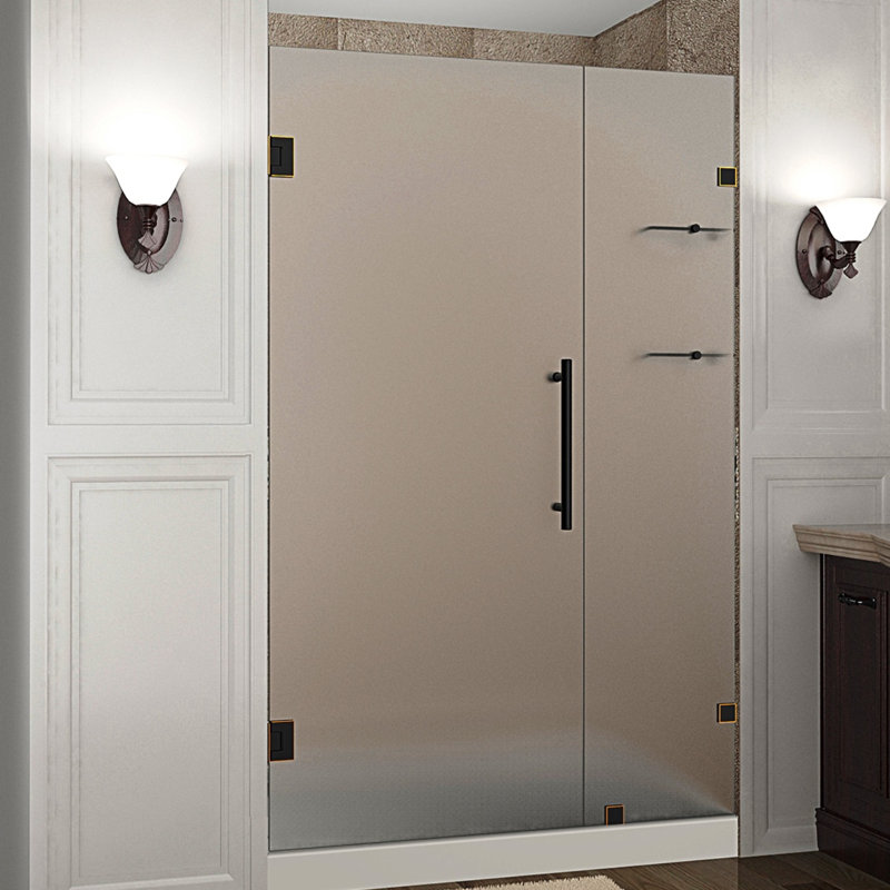 Porte de douche à charnière complètement sans cadre 43 x 72 Nautis GS, Givré, Acier inoxydable brossé