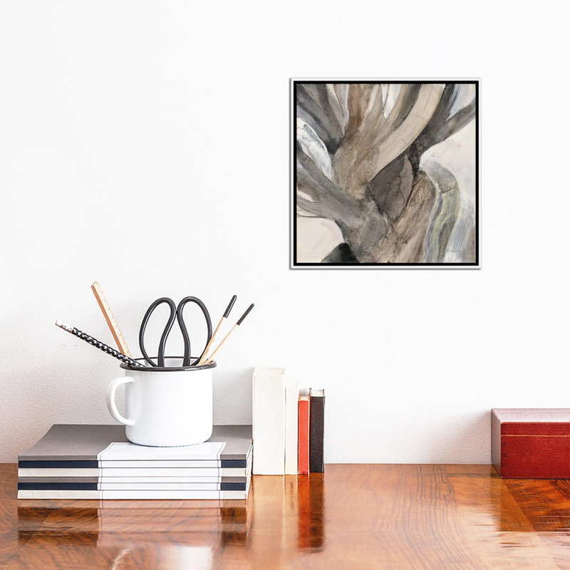 «Driftwood I» par - Toile tendue, H 12 po x l 12 po x P 1,5 po, Cadre blanc