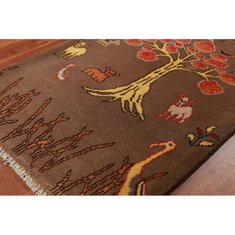 Tapis brun à motif oriental Kazak