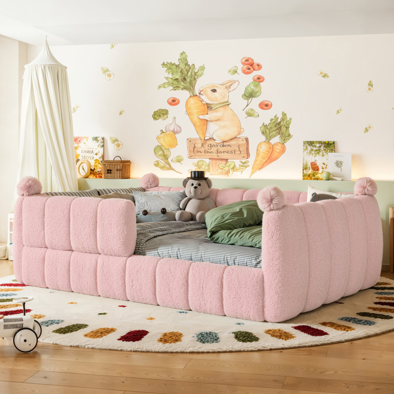 Lit double rembourré Montessori, Full, Pink