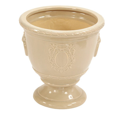 ROUND URN W/METAL HANDLES