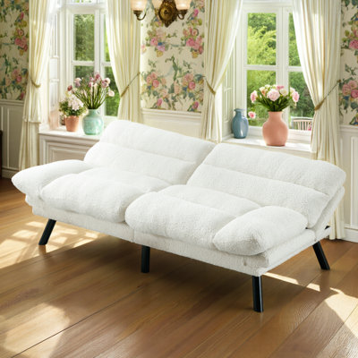 2-Seater Loveseat Sofa with Deep Seat and Metal Legs, Upholstered Couch