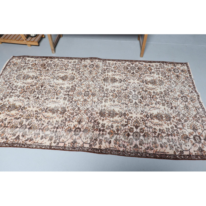 Tapis de couloir vintage beige turc Anatolian