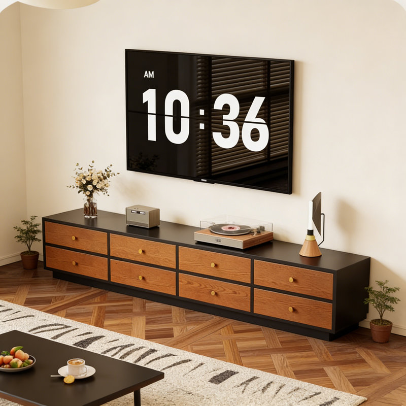 Meuble télé multi-tiroirs de style rétro