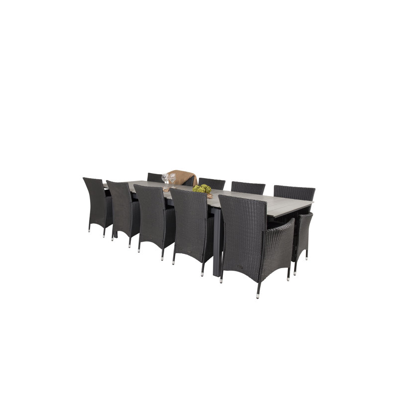 Faiyaz 10 - Person Patio Dining Set with Extendable Rectangular Table , Cushions Included