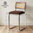 Natural Rattan Counter Height Stools Set of 2 with Solid Wood Back, 24.8'' Mid Century Modern Cesca Bar Stools, Brown Upholstery Boho Stool for Kitchen Counter with Chrome Metal Legs-831929137-831929148