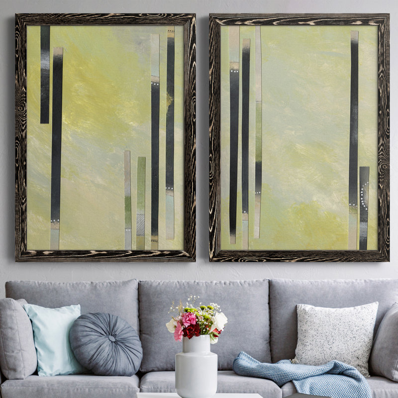 Neutral Assemblage I - Ensemble de 2 peintures encadrées, H 31,5 po x l 47 po x P 1,5 po, Toile avec cadre noir