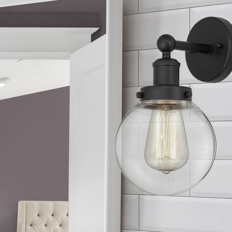 Chickamauga Steel Armed Sconce, Matte Black, Clear