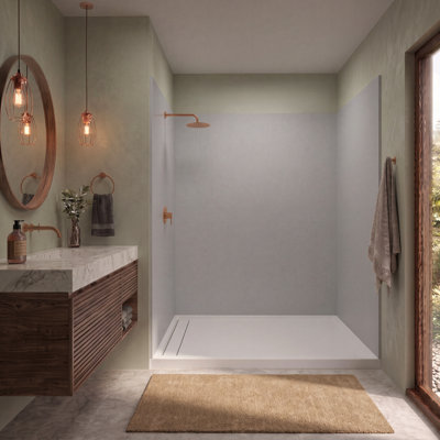 Ensemble de panneau de douche 3 pièces à surface solide Expressions, 72 po de hauteur