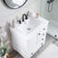 Meuble-lavabo autoportant en bois massif de 24 po + panneau de fibres à densité moyenne avec lavabo intégré en céramique, armoire de bain blanche avec tablette à double couche, tiroirs et porte à fermeture en douceur-133595970