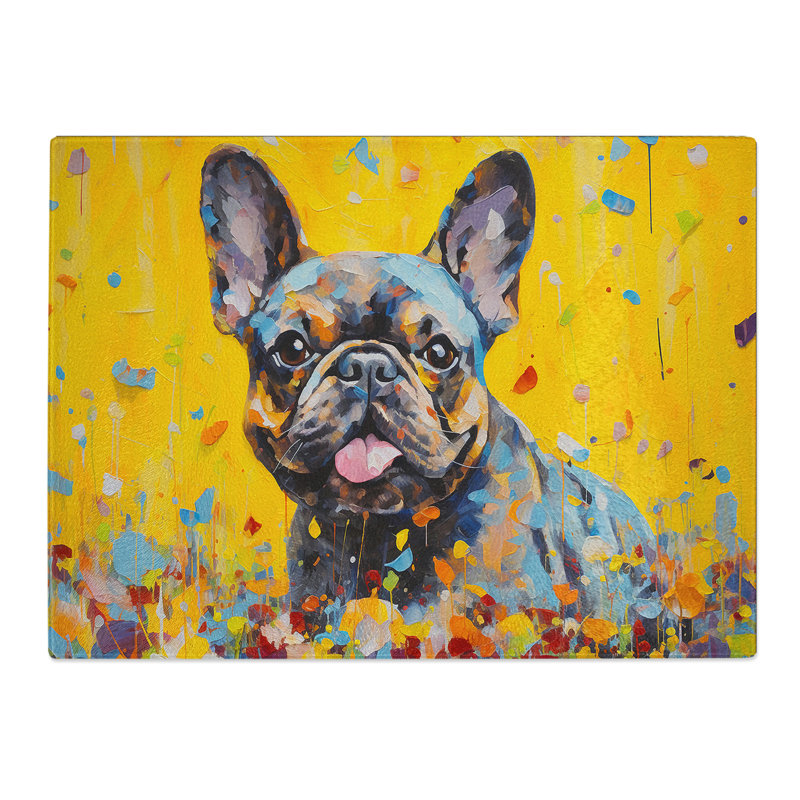 French Bulldog Expressionism  Glass Chopping Board