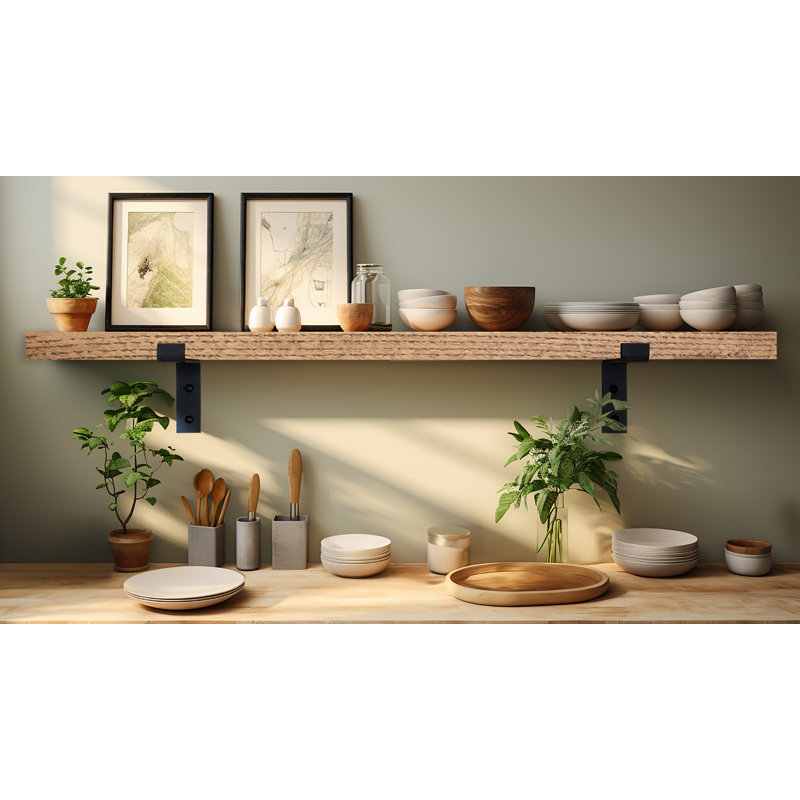 Tablette en bois massif Janari, H 2 po x l 41 po x P 6 po, Honey