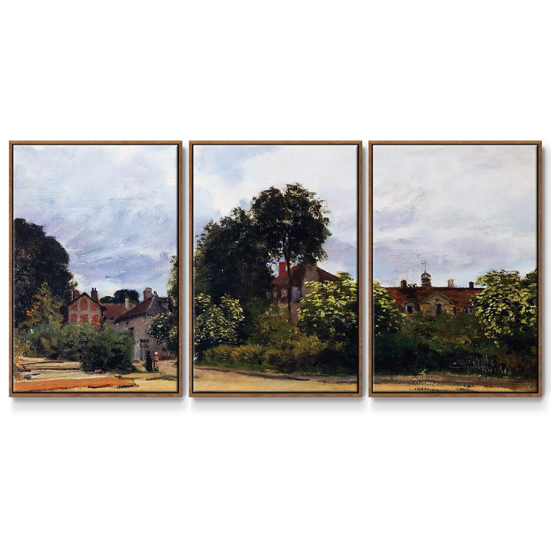 Argenteuil, l'hospice, 1872, reproduction sur toile 3 pièces, H 24 po x l 48 po, Cadre noyer