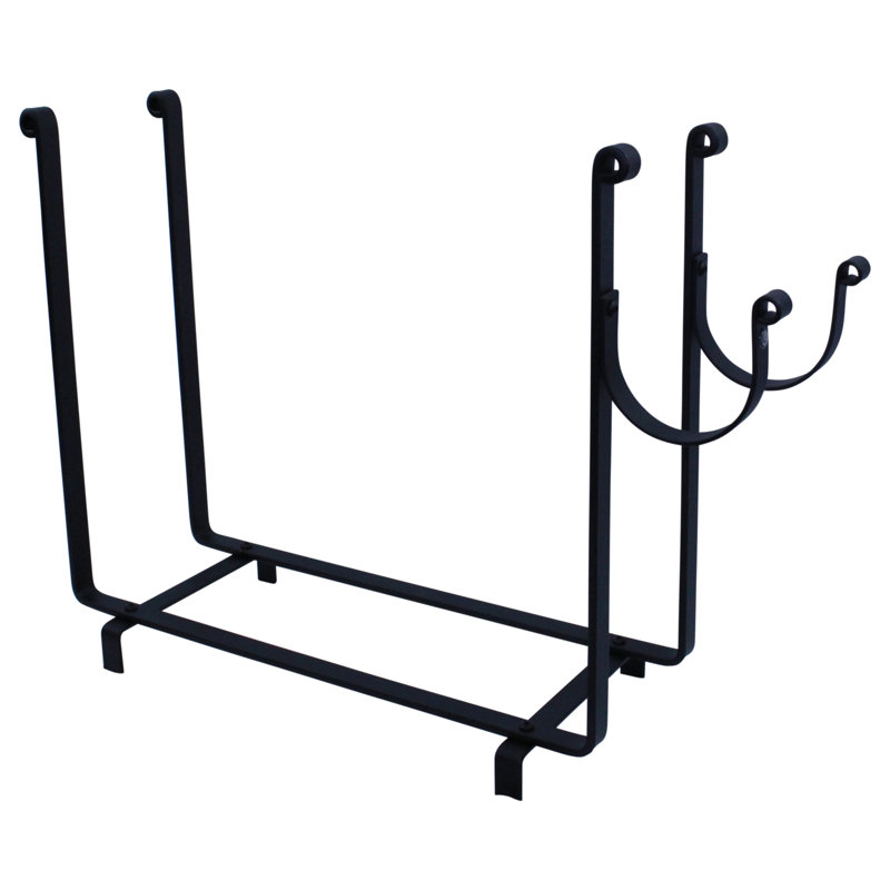 Handcrafted Large Rectangle Fireplace Log Rack Black