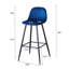 Tabouret de bar 30 po en velours (de 2) - Chaise à hauteur de comptoir avec dossier, pieds et repose-pieds en métal, installation facile, bleu pour cuisine moderne, 2 pièces et assemblage,
